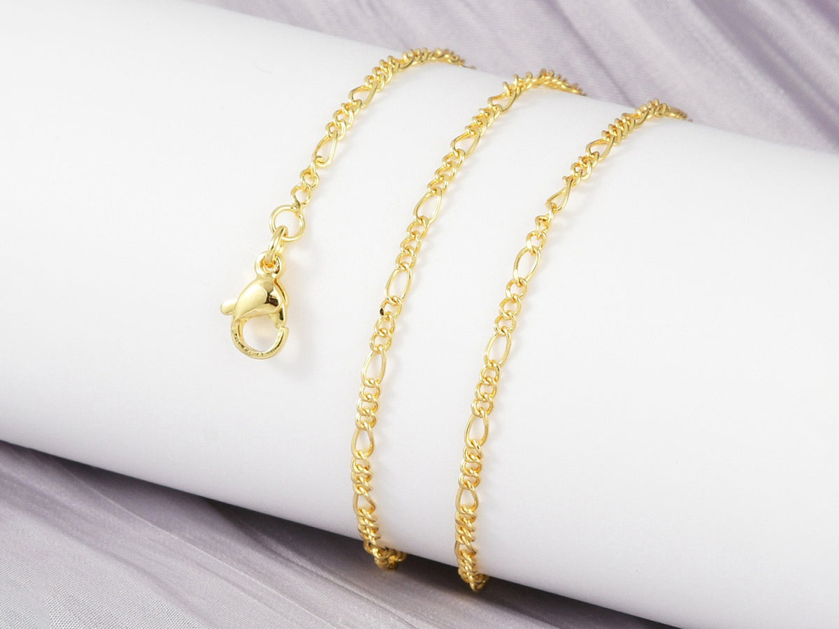 achat Collier chaîne figaro en laiton doré à l’or fin