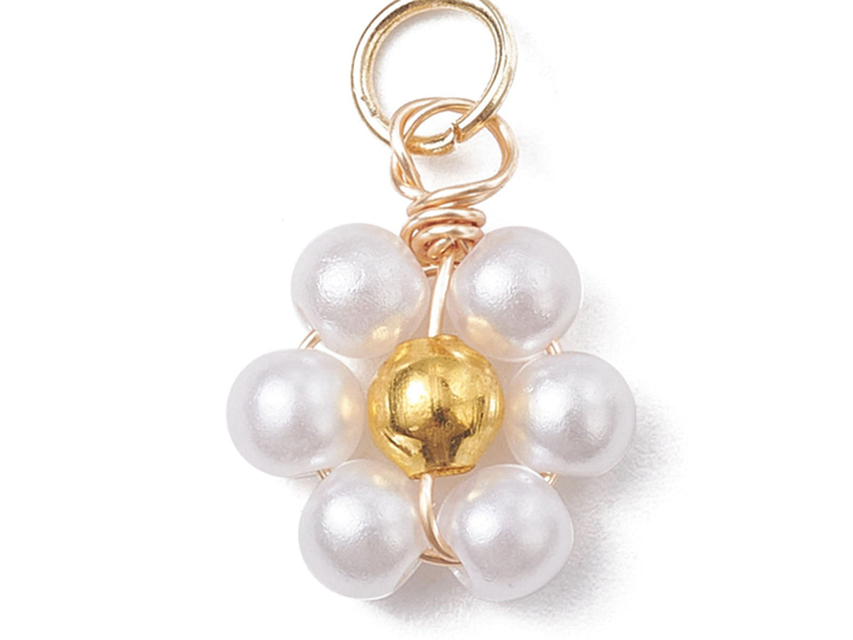 Achat Breloque fleur acrylique blanche avec anneau