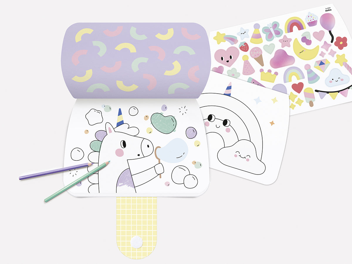 Achat Cahier de coloriage avec stickers - Rainbow dreams