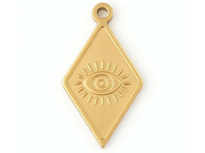 Achat Breloque pendentif losange avec œil en acier inoxydable 304 doré à l’or fin 18K