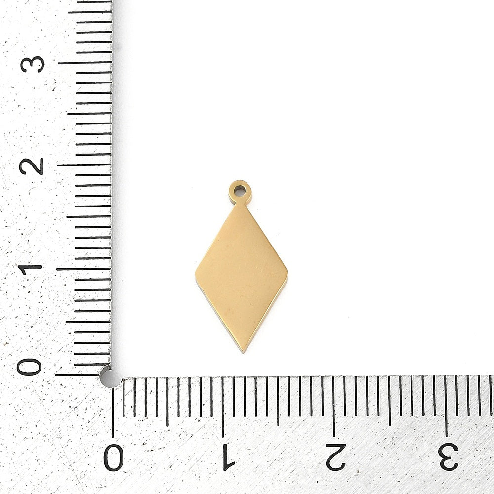 achat Breloque pendentif losange avec œil en acier inoxydable 304 doré à l’or fin 18K