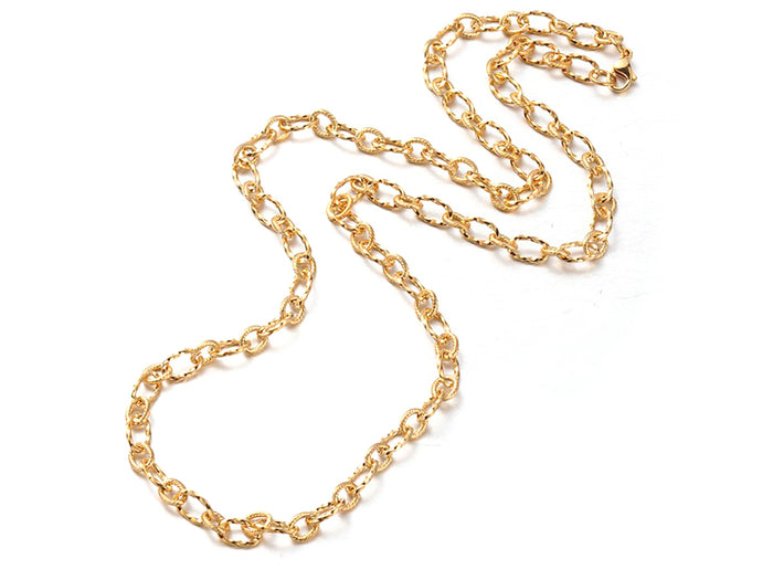 Achat Collier chaîne cable texturée en acier inoxydable 304 doré à l’or fin
