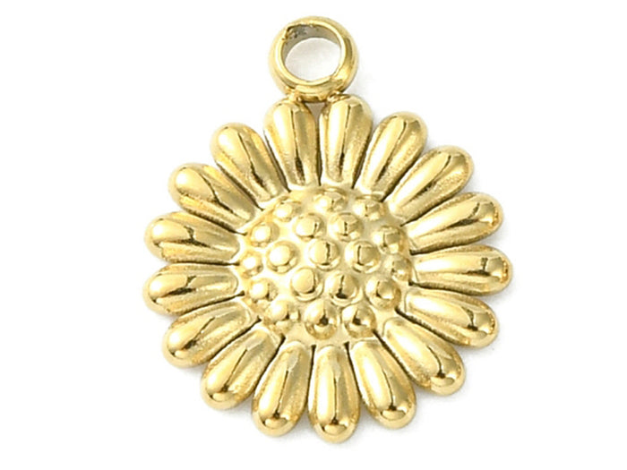 Achat breloque fleur en acier inoxydable 304 doré à l’or fin 14K