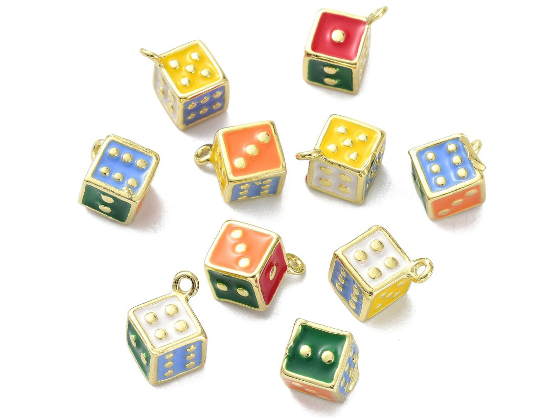 Achat Breloque dé émaillé multicolore