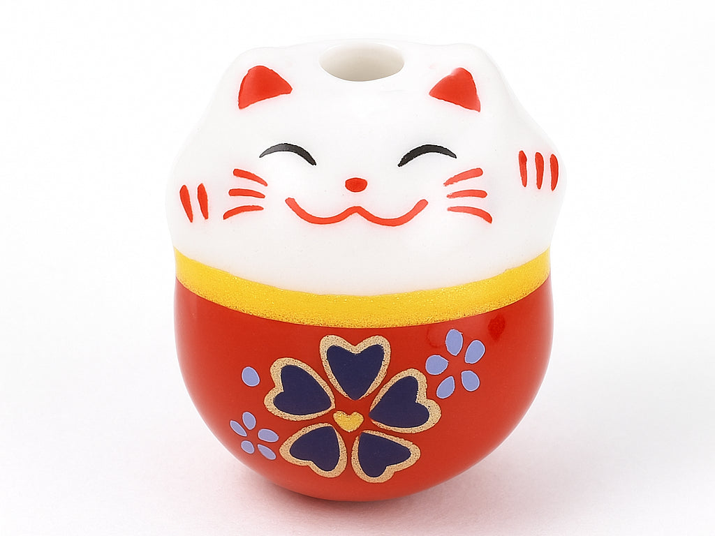 Achat Perle en porcelaine Maneki Neko rouge – 13 × 14 mm