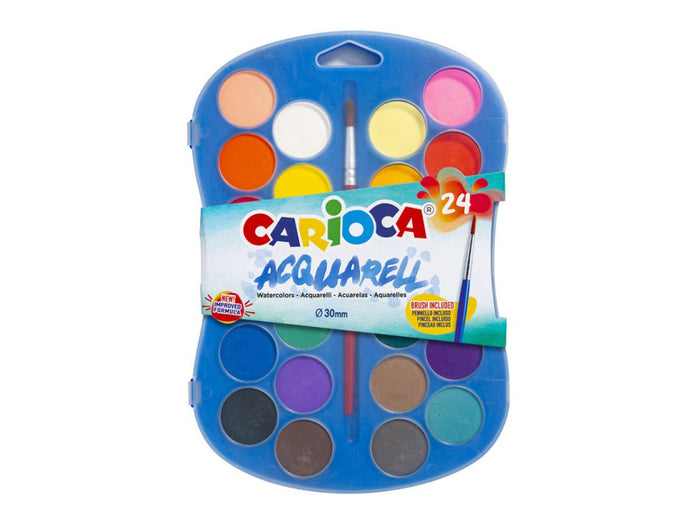 Achat Boîte de peinture Watercolors 24 godets avec pinceau Carioca