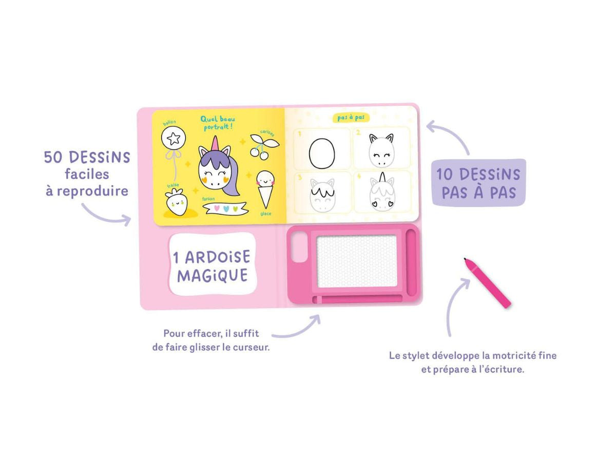 achat Mon ardoise magique pour dessiner pas à pas - Licorne