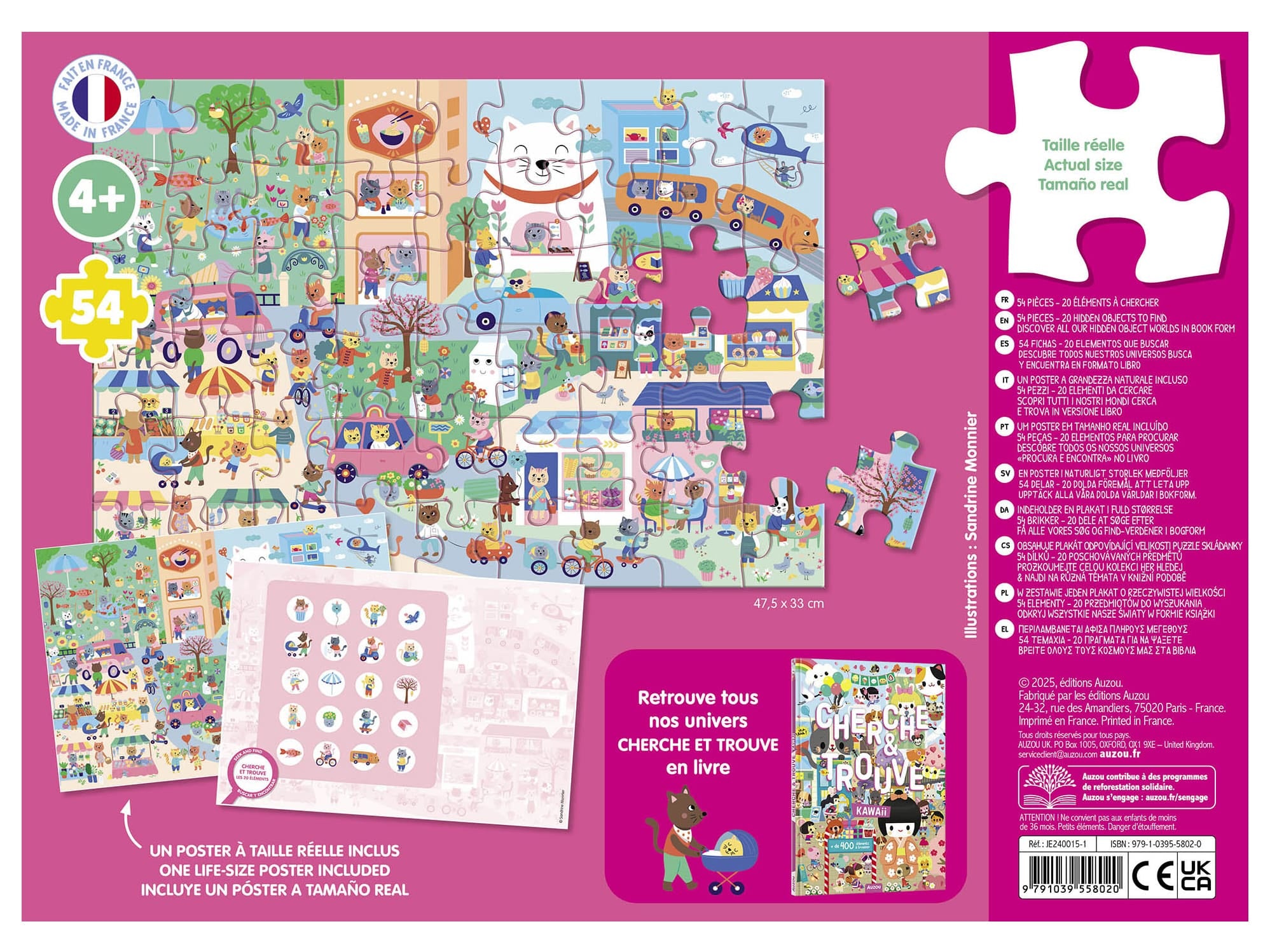 Puzzle cherche et trouve Kawaii Auzou – 54 pièces + jeu dès 4 ans