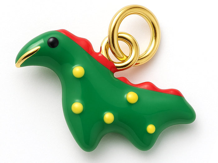 Achat Breloque dinosaure émaillée en laiton plaqué or 18 K