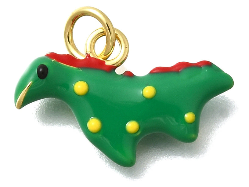 achat Breloque dinosaure émaillée en laiton plaqué or 18 K