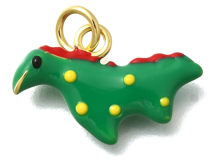 Achat Breloque dinosaure émaillée en laiton plaqué or 18 K