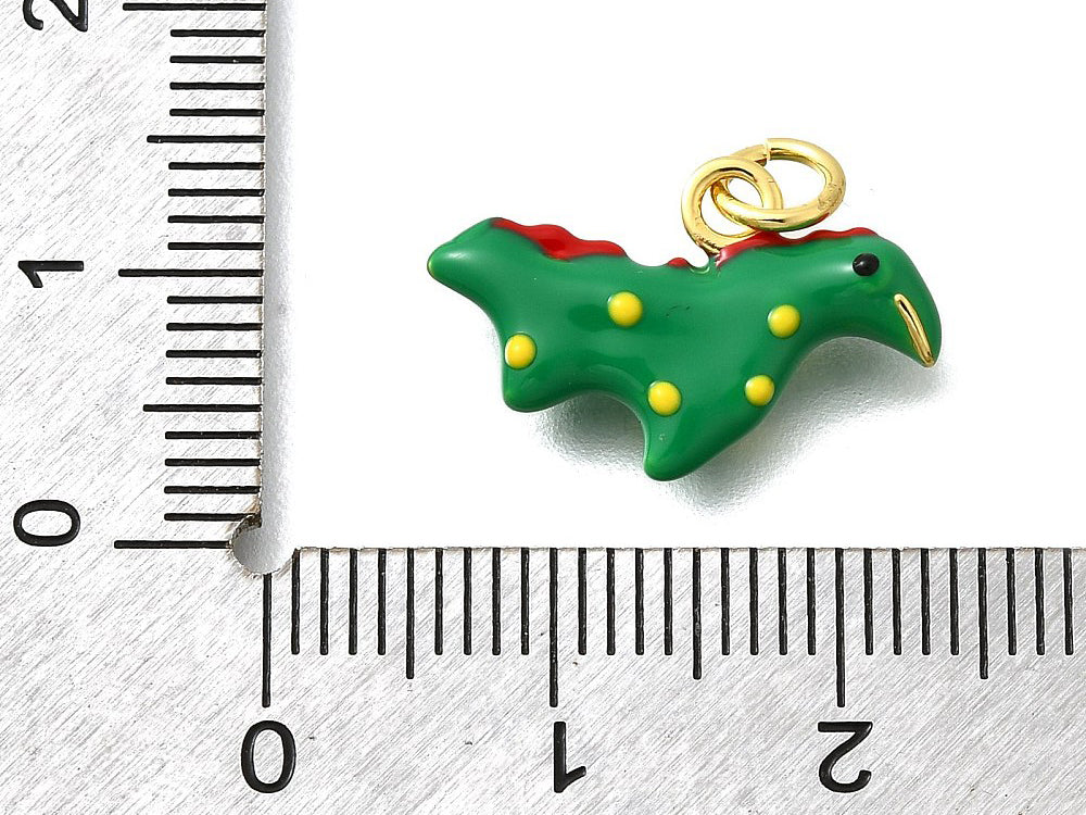 achat Breloque dinosaure émaillée en laiton plaqué or 18 K