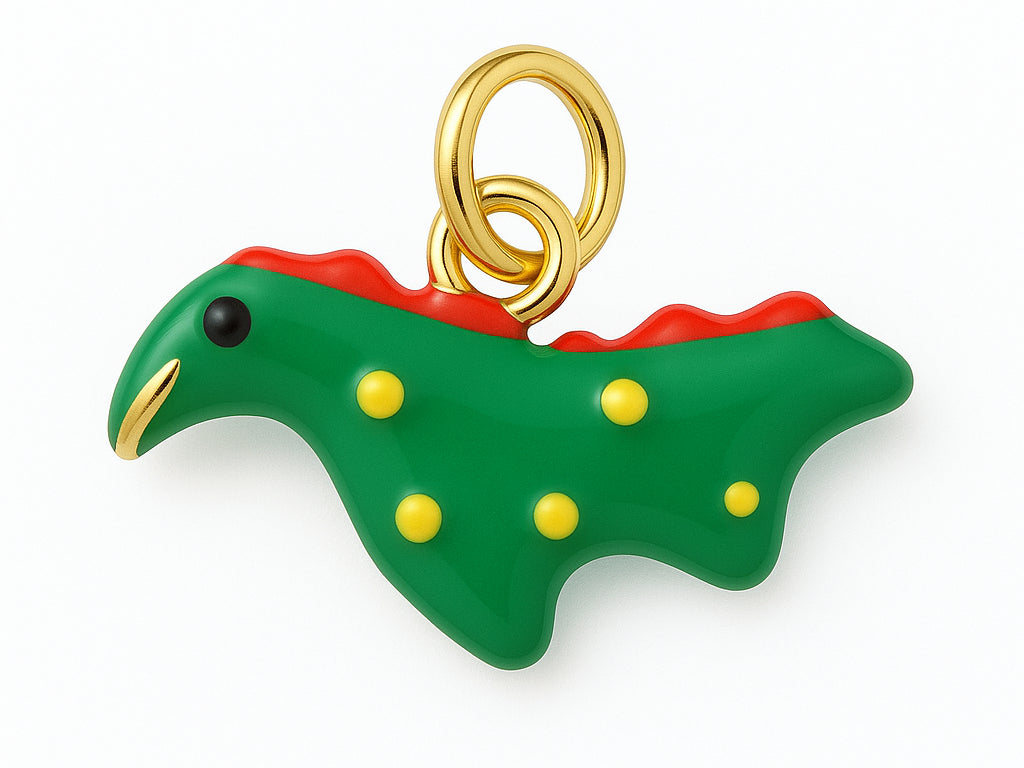 achat Breloque dinosaure émaillée en laiton plaqué or 18 K
