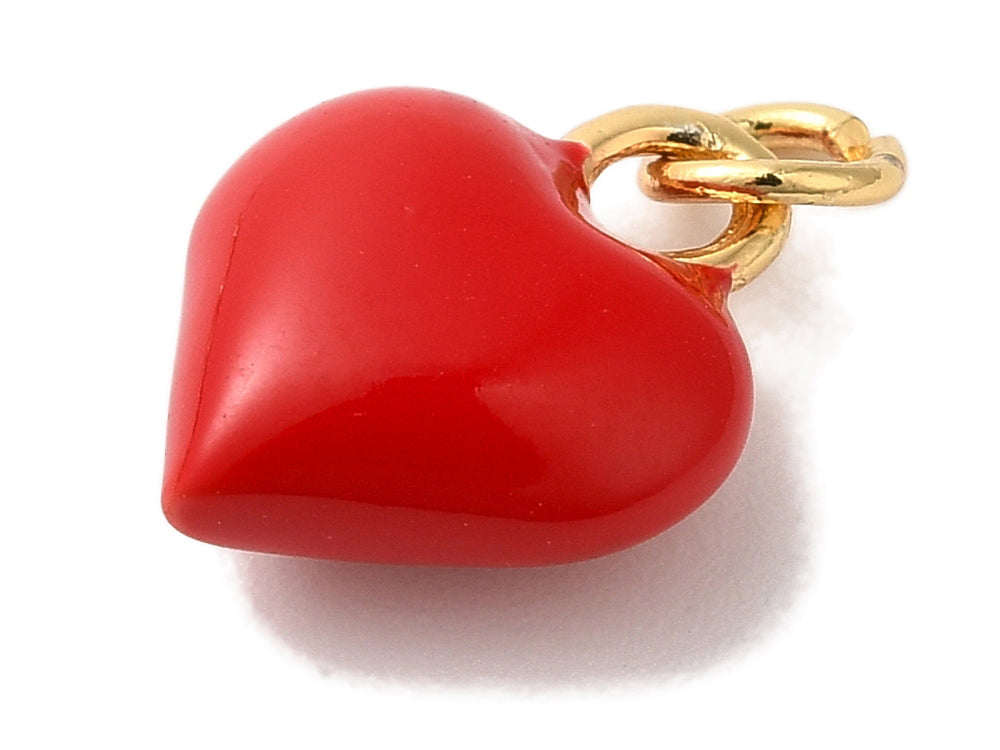 Achat Breloque cœur émaillé rouge en laiton plaqué or 18 K