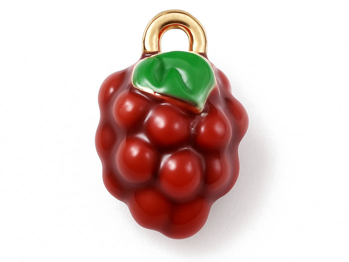 Achat Breloque framboise émaillée en laiton plaqué or 18K