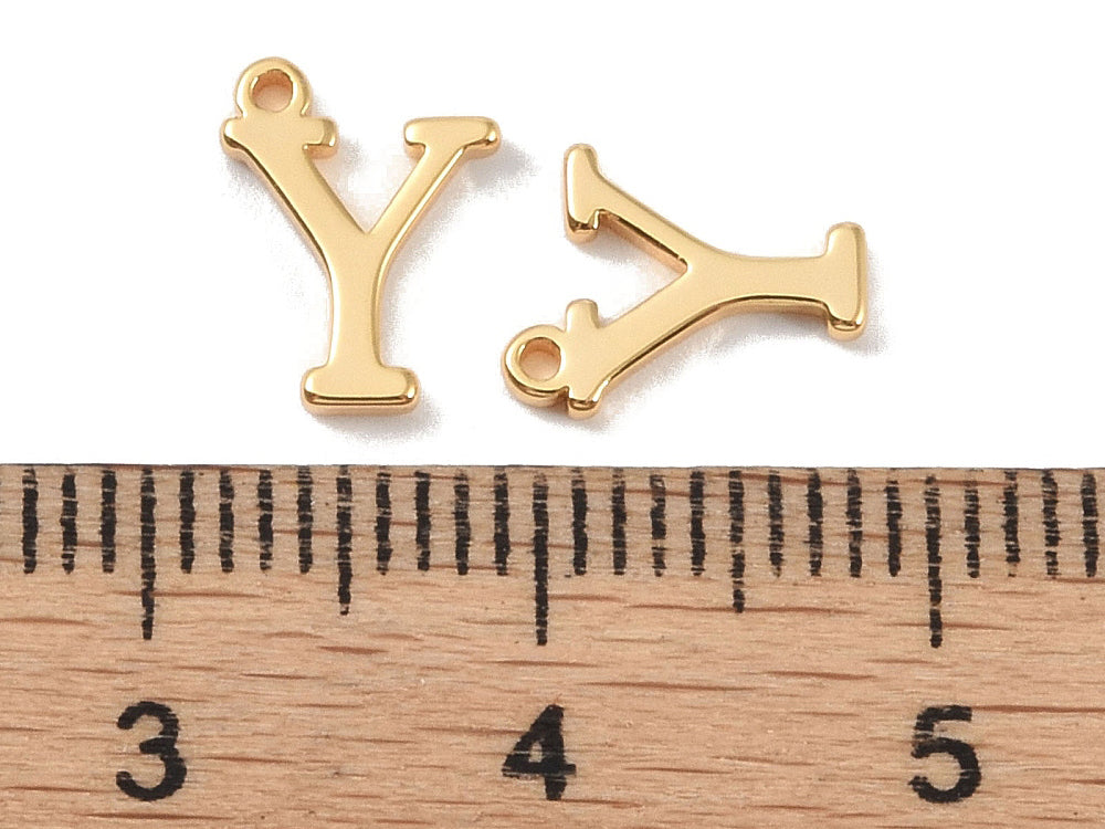 achat Breloque lettre Y  en laiton plaqué or 18 K