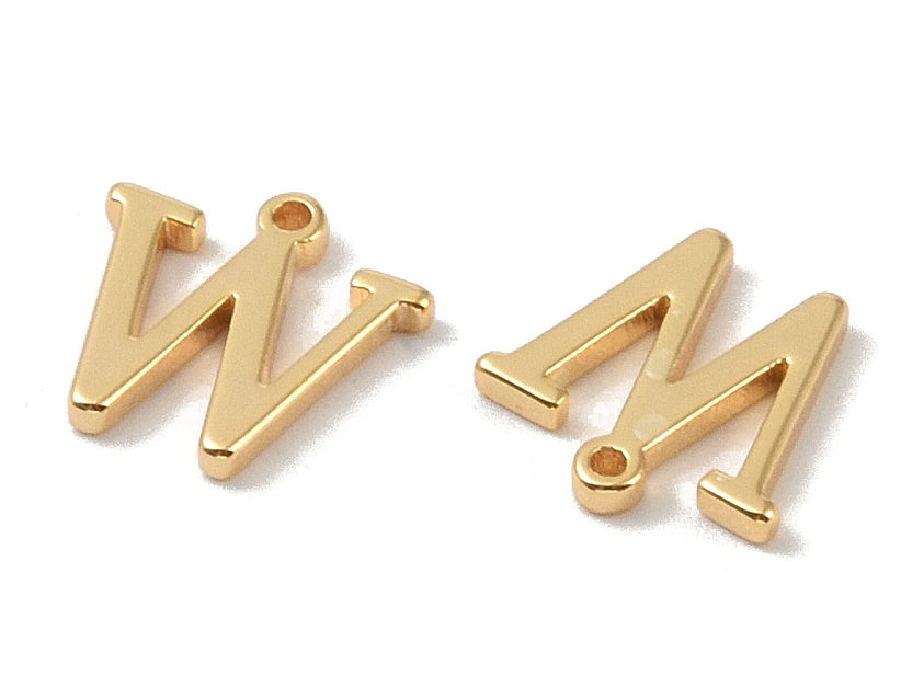 achat Breloque lettre W en laiton plaqué or 18 K
