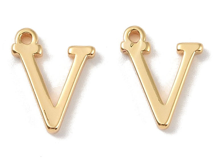 achat Breloque lettre V en laiton plaqué or 18 K