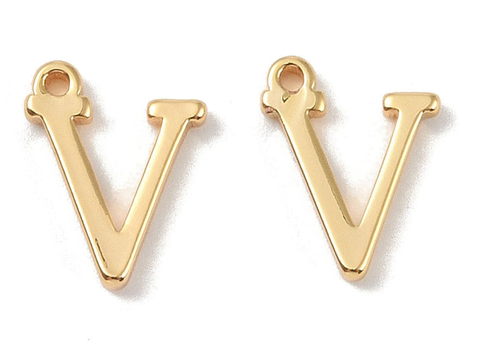 Achat Breloque lettre V en laiton plaqué or 18 K