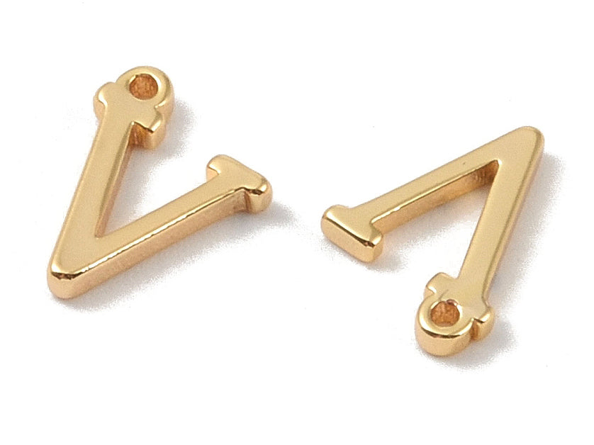 achat Breloque lettre V en laiton plaqué or 18 K