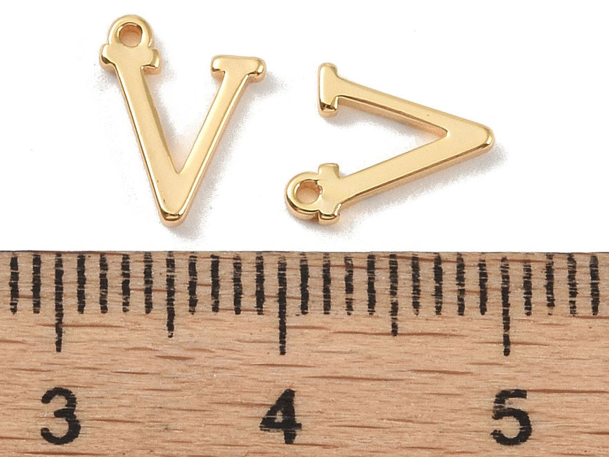achat Breloque lettre V en laiton plaqué or 18 K