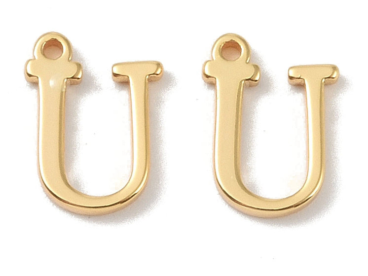 achat Breloque lettre U en laiton plaqué or 18 K