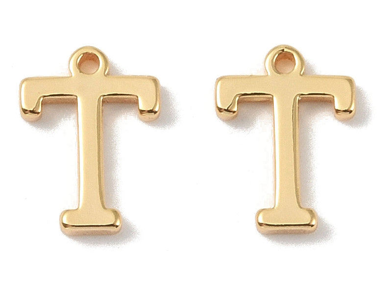 achat Breloque lettre T en laiton plaqué or 18 K