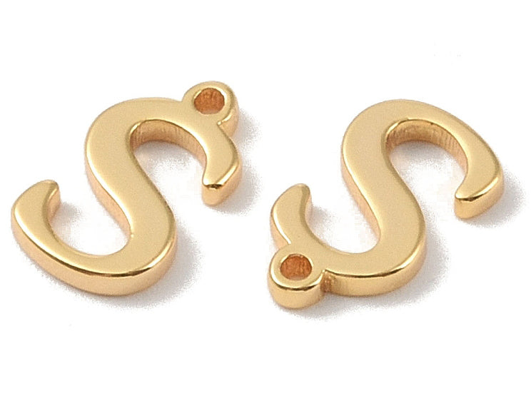 achat Breloque lettre S en laiton plaqué or 18 K