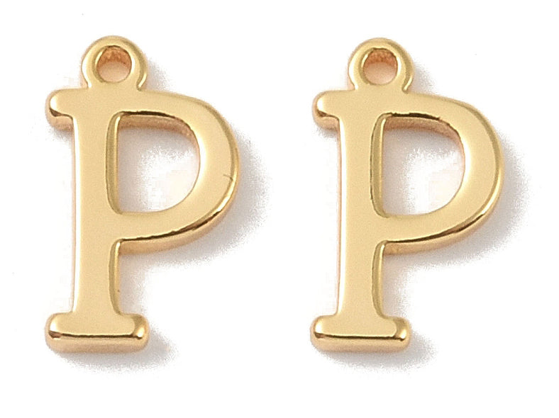 achat Breloque lettre P en laiton plaqué or 18 K