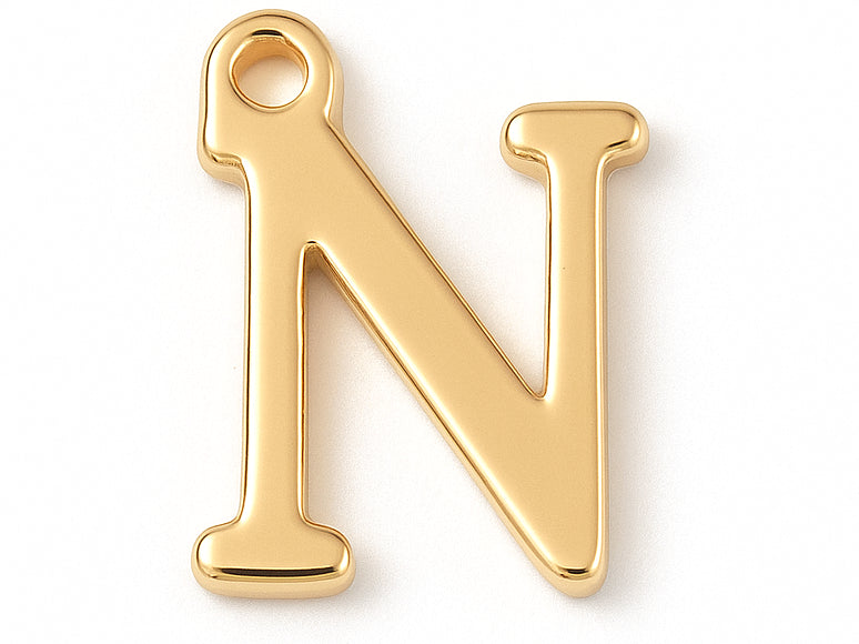Achat Breloque lettre N en laiton plaqué or 18 K