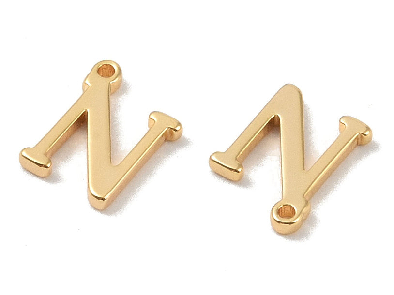 achat Breloque lettre N en laiton plaqué or 18 K