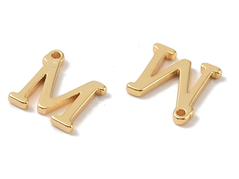 achat Breloque lettre M en laiton plaqué or 18 K