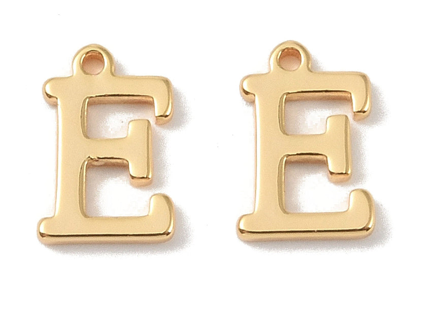achat Breloque lettre E en laiton plaqué or 18 K