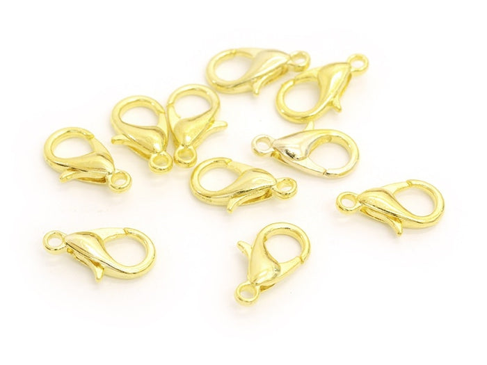 Achat 10 fermoirs mousquetons 12 mm - doré