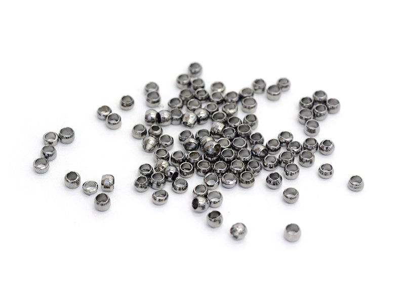 Achat 100 perles à écraser noir métallisé - 1 mm