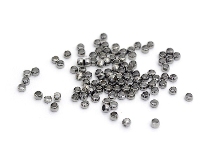 Achat 100 perles à écraser noir métallisé - 1 mm