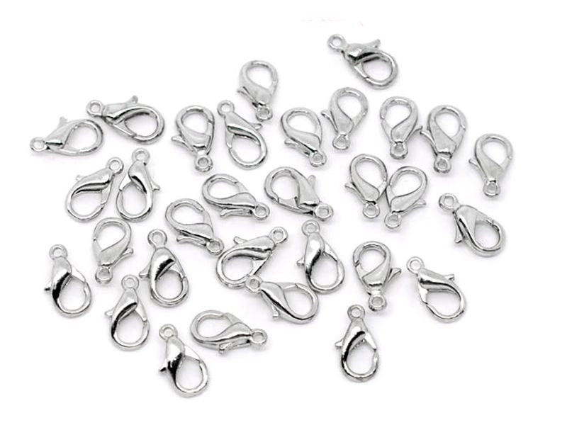 achat 10 fermoirs mousquetons 12 mm- couleur argenté foncé