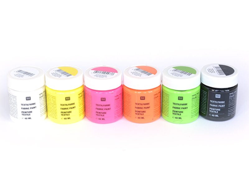 Achat 6 pots de peinture pour textile - Fluo