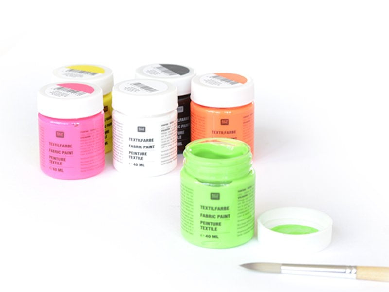 Achat 6 pots de peinture pour textile - Fluo