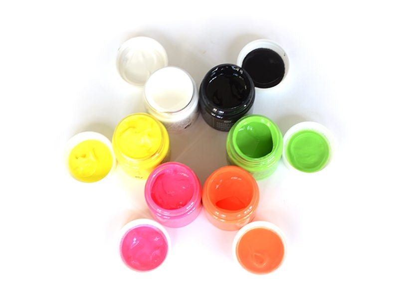 achat 6 pots de peinture pour textile - Fluo