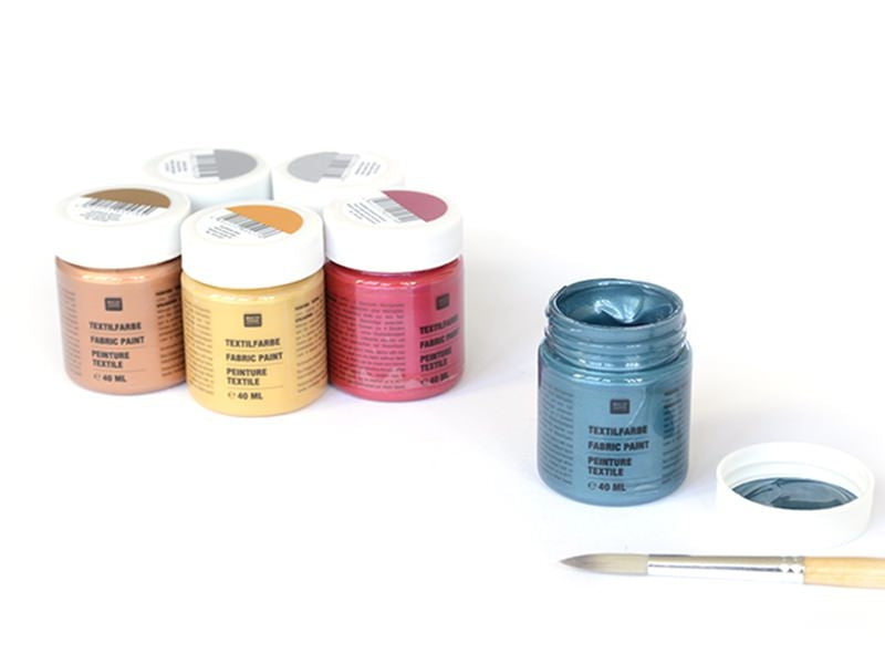 achat 6 pots de peinture pour textile - Métallique