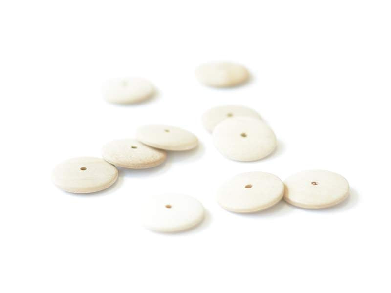 achat 10 perles en bois - Rond plat 23 mm