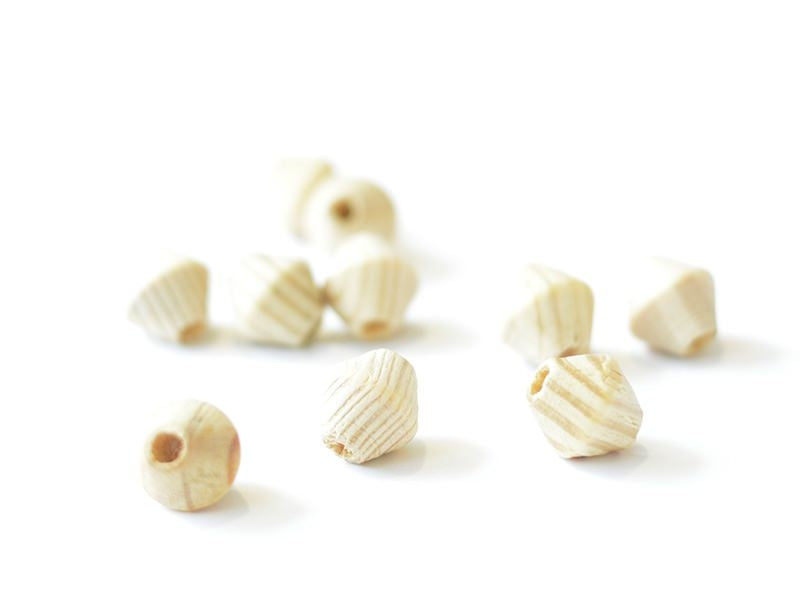 achat 10 perles en bois - Toupie 15 mm