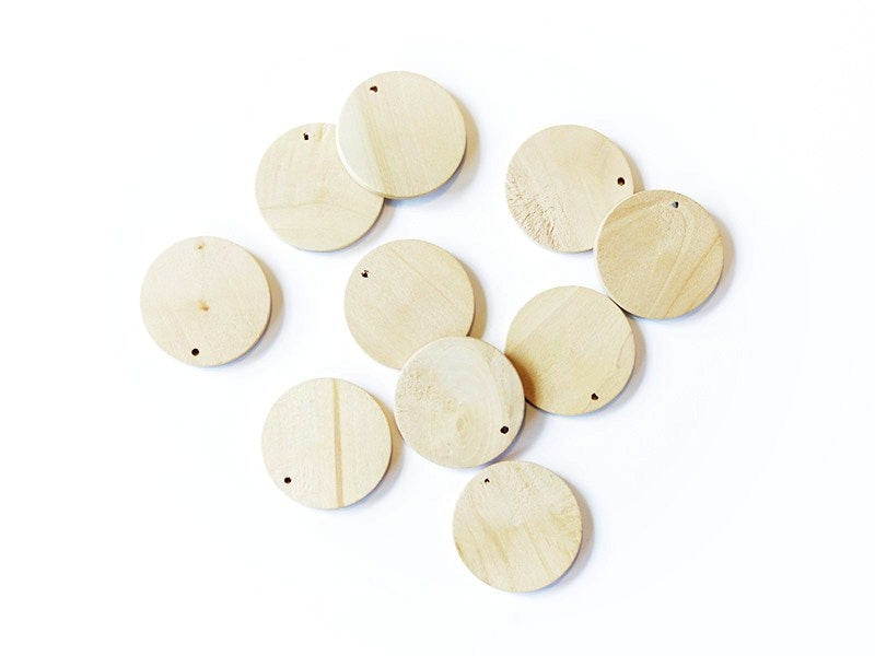 Achat 10 perles en bois - Ronde 34 mm