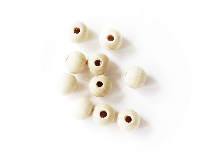 Achat 10 perles en bois - Ronde 10 mm