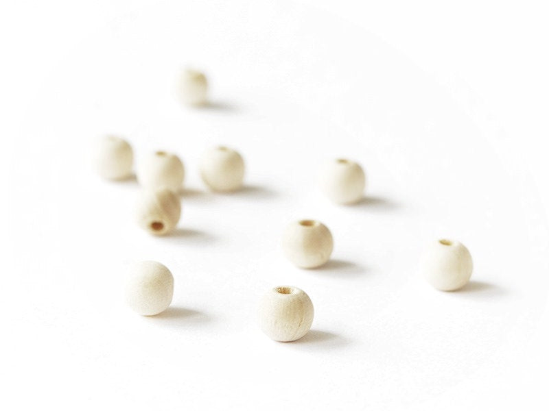 achat 10 perles en bois - Ronde 10 mm