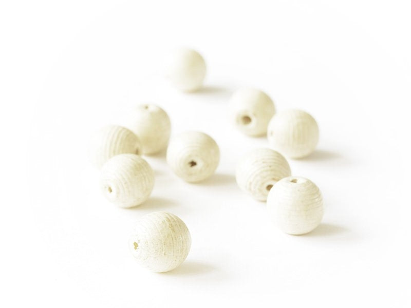 achat 10 perles en bois vernis - Ronde à rainures 20 mm
