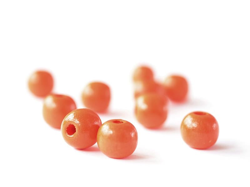 achat 10 perles rondes en bois vernis - Orange 14 mm