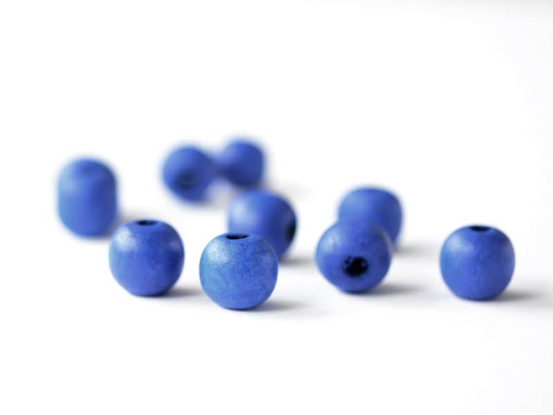achat 10 perles rondes en bois vernis - Bleu marine 14 mm
