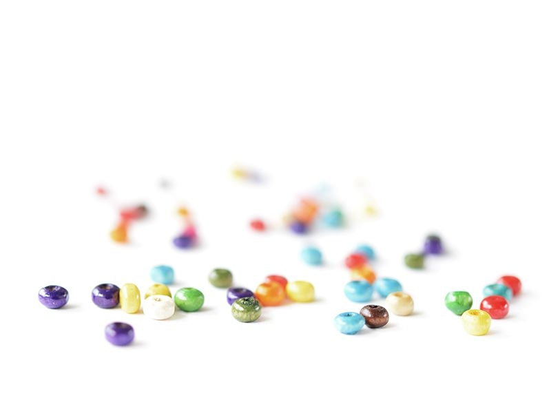 Achat 50 perles rondes multicolores en bois vernis - 4 mm